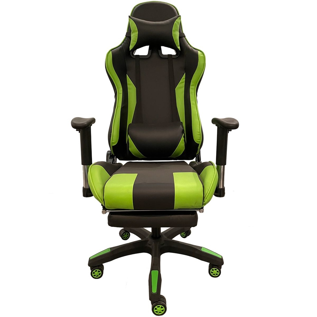 Silla Pc Gamer 06 Verde 2 Almohadones/apoyapies 150 Kilos