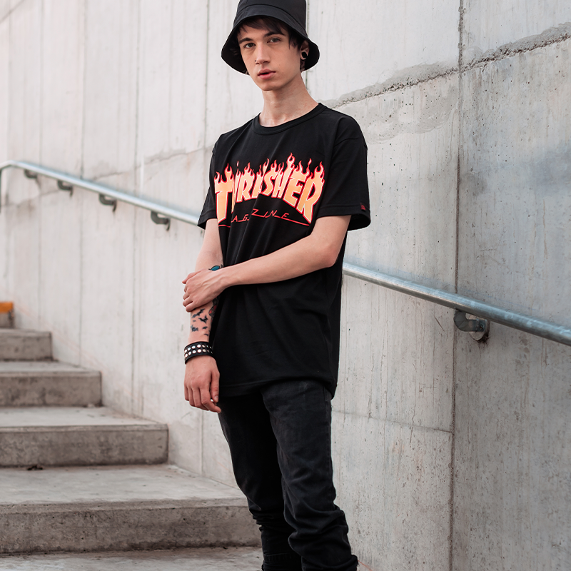 Remera thrasher rosa clearance