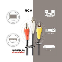 CABLE 3 RCA A 3 RCA PARA AUDIO Y VIDEO 1.5M GRUESO - CA-R182-1.5 - COMPUTENGA