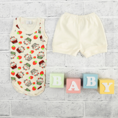 Conjunto Bebe Verão Calor 100% Algodão Body Regata + Shorts Menino e Menina na internet