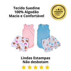 Conjunto Bebe Verão Calor 100% Algodão Body Regata + Shorts Menino e Menina - comprar online