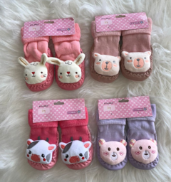 Pantufa Bebê Antiderrapante Com Bicho 3D Menino Menina 0-24m