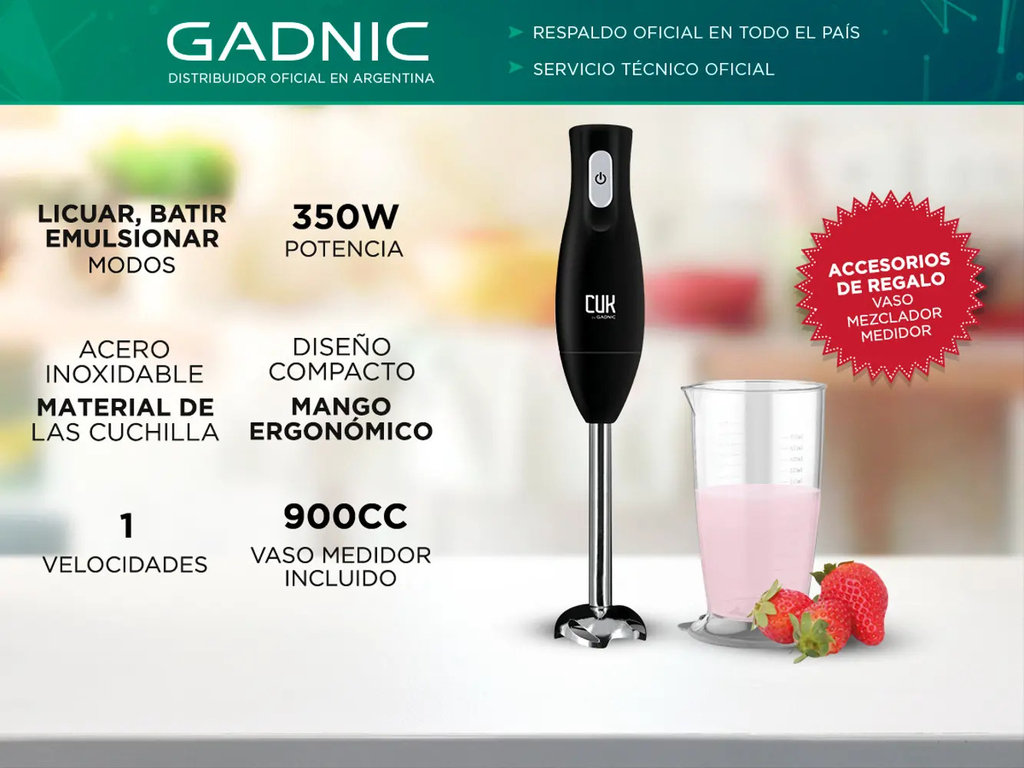 Minipimer Licuadora de Mano Gadnic MP700 Vaso Medidor