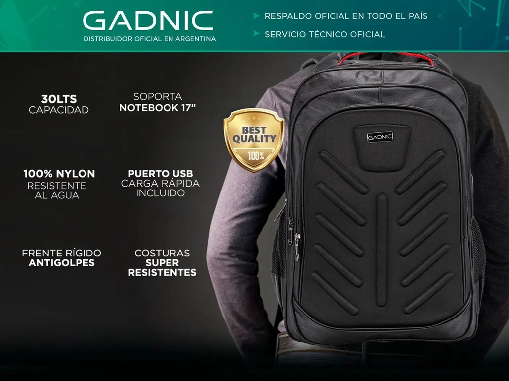 Mochila Porta Notebook Gadnic 30 Litros USB Domotech