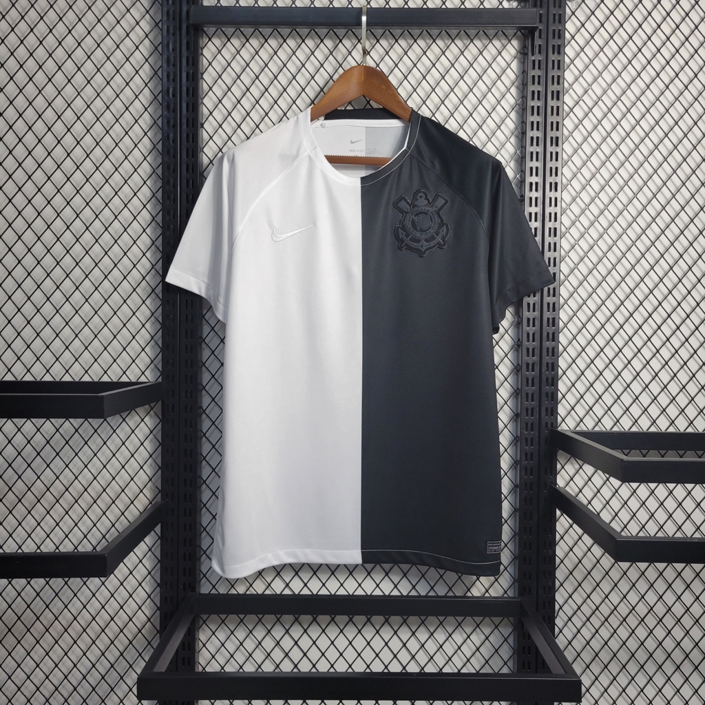 Camisa Nike Corinthians Pré Jogo 2023/24 - Branco e Preto