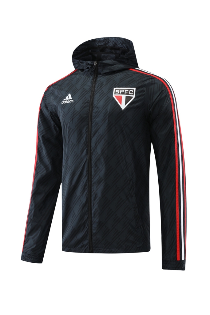 Jaqueta Corta Vento Adidas São Paulo 2022/23 - Preto e Vermelho