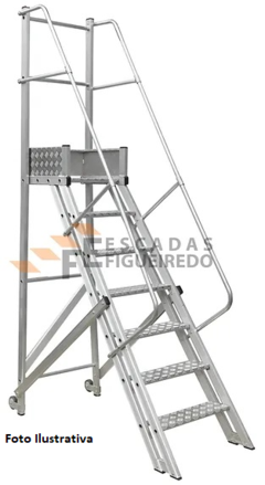 Escada Trepadeira 9+1 - 2,50m - 300kg - Escada Plataforma de Alumínio Reforçada NR12 (Plataforma 60x60cm) - comprar online