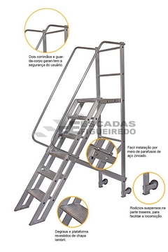 Escada Trepadeira 2+1 - 0,75m - 150kg - Escada Plataforma de Alumínio Padrão na internet