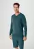 Blusão Básico Masculino Em Tricô E Gola V - Verde na internet