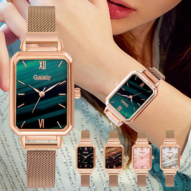 Gaiety-Relógio de quartzo feminino e conjunto de pulseiras, relógios de  luxo,