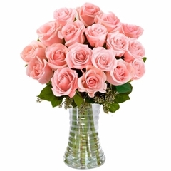 Luxuosas 24 Rosas Cor-de-Rosa em Vaso