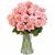 Luxuosas 24 Rosas Cor-de-Rosa em Vaso