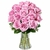 Luxuosas 24 Rosas Lilás no Vaso