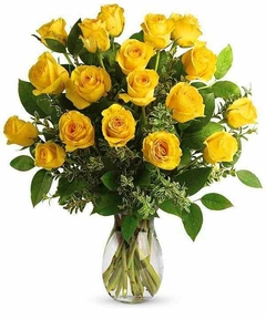 Vaso Luxuosas 18 Rosas Amarelas