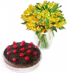 Tarta Brigadeiro, Jarrón Cerezas y Alstromelias