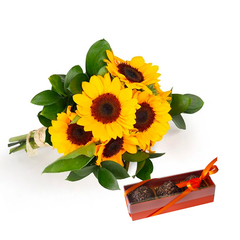 Beautiful Sunflower Bouquet and Trio of Brigadeiros