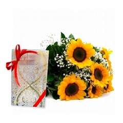 Six Sunflowers and Chocolates Bouquet