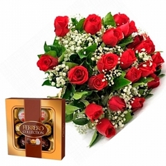 Maravilhosas 20 Rosas Vermelhas e Ferrero Rocher Collection