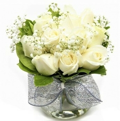 White Roses, Glass Vase Arrangement