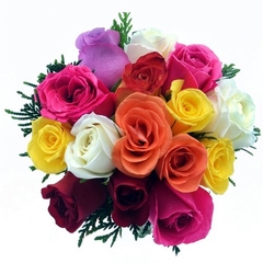 Eighteen Colorful Roses Bouquet