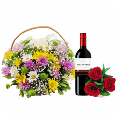 Countryside Basket, Wine and Roses