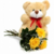 Three Roses Bouquet and Teddy Bear