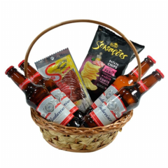 Budweiser and Snacks Basket.