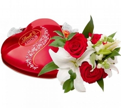 Lindt Heart, Roses, and Lilies