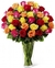 Vase with 50 Colorful Colombian Roses