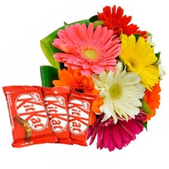 Hermosos Ramo de Gerberas y Kit Kat