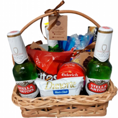 Stella Artois and Appetizers Basket.