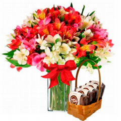 Alstroemerias Mix and Brownie Basket