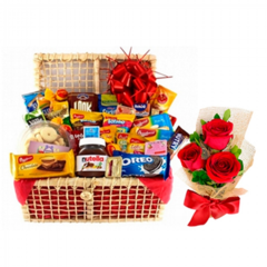 Happy Day Basket and Red Roses