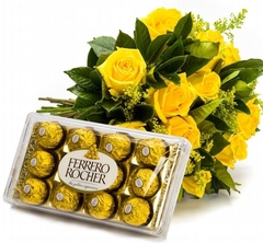 Buquê Rosas Amarelas e Ferrero Rocher