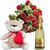 Buquê 20 Rosas Vermelhas, Espumante Espanhol e Urso Apaixonado