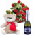 Buquê 20 Rosas Vermelhas, Espumante Italiano e Urso Apaixonado