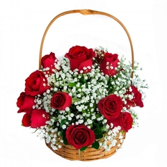 Beautiful Basket with 18 Red Roses
