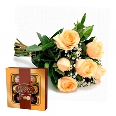 Six Roses Bouquet and Ferrero Collection