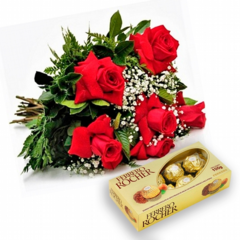 Six Luxurious Colombians Bouquet and Ferrero