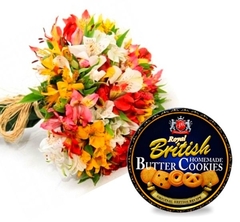 Buquê Alstromélias Mix e Cookies Butter Royal British