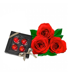 Red Colombian Roses and Lindt Chocolates
