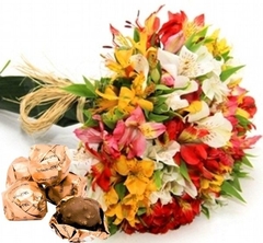 Astromelias and Mix Bouquet and Five Truffles
