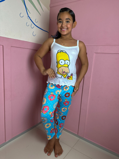 Pijama Longo De Alça Inverno Infantil - Homer Simpsons Donults (161) na internet