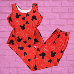 Pijama Longo Regata Full - Mickey Disney Cabeça F.Vermelho (339)