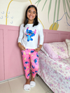 Pijama Longo De Inverno Infantil - Stitch Sorvete Rosa (279)