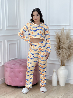 Pijama Longo Max Cropped M. Longa Full - Trem Fumaça F. Amarelo (794)