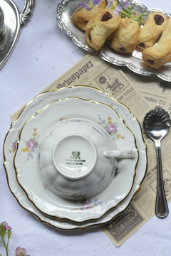 Trio de chá vintage em fina porcelana polonesa - loja online