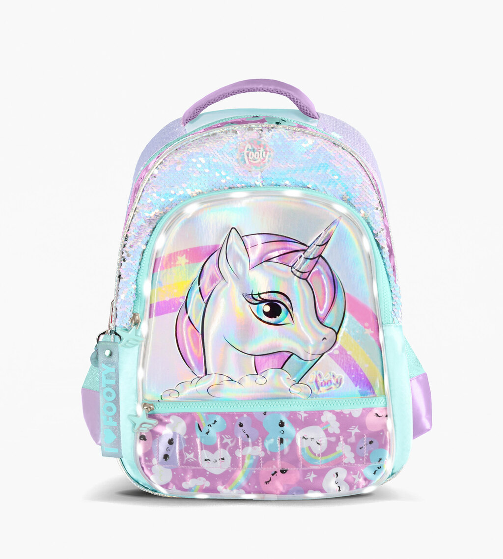 Footy Mochila Con Carro Unicornio Con Lentejuelas Y Luz - 48 Cm