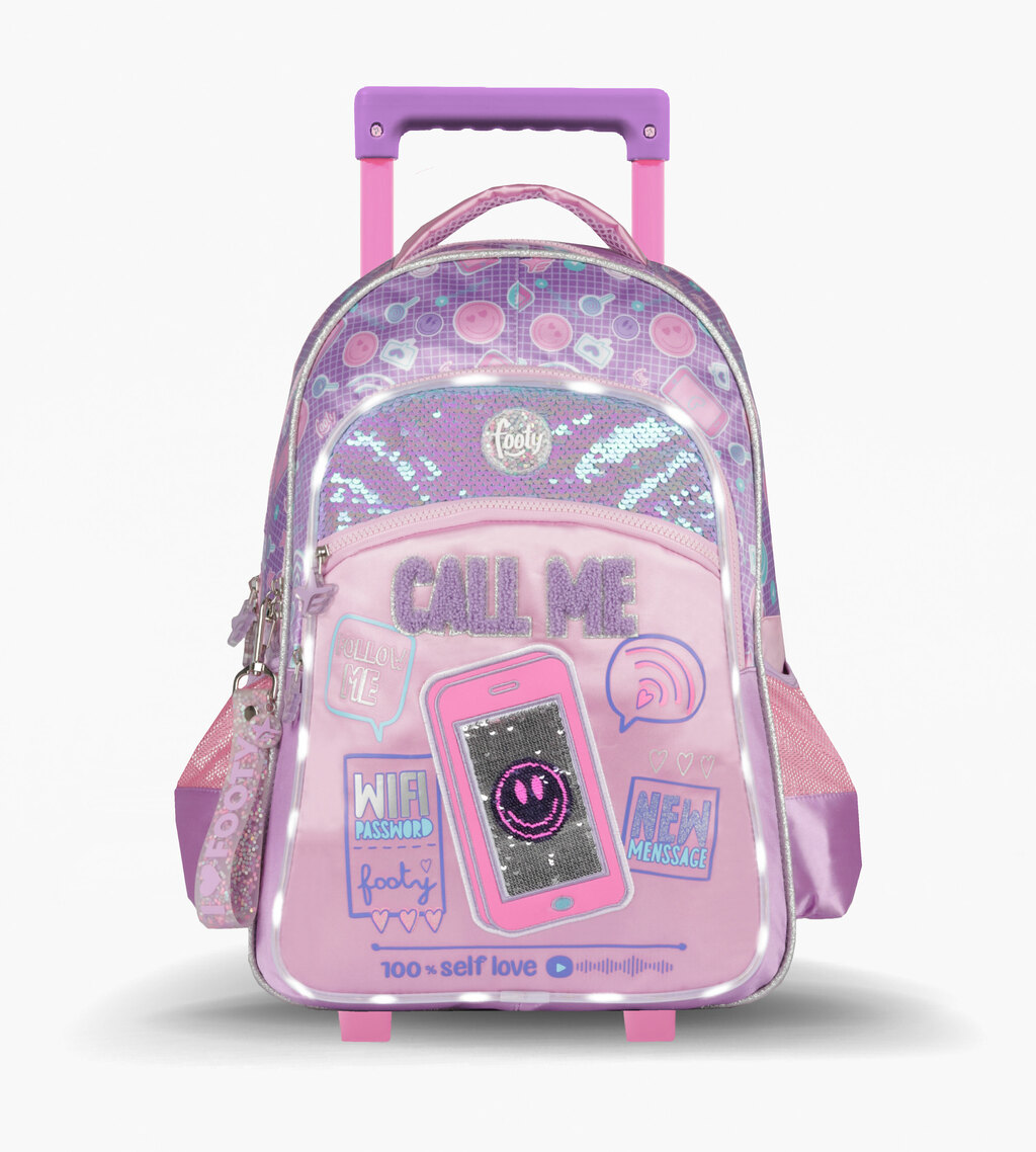 MOCHILA CARRO 18 CALL ME LILA CON LUZ LED