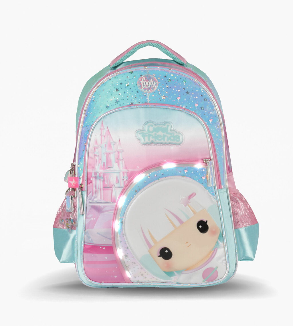 MOCHILA ESPLADA 18 COOL FRIENDS CELESTE CON LUZ LED